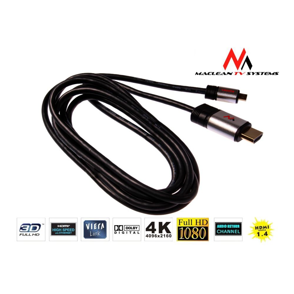 PRZEWÓD MICROHDMI-HDMI V1.4 1.8M MACLEAN MCTV-604