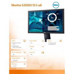 Monitor E2020H 19.5 cali LED TN (1600x900) /16:9/VGA/DP 1.2/3Y PPG
