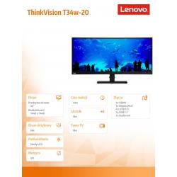 Monitor 34.0 ThinkVision T34w-20 WLED Curved LCD 61F3GAT1EU