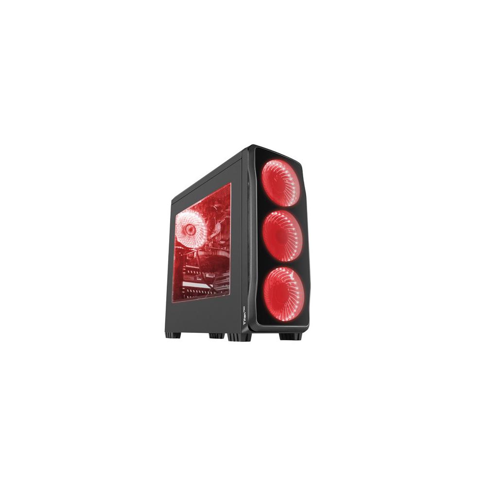 Obudowa Titan 750 USB 3.0 z oknem czerwone podświetlenie
