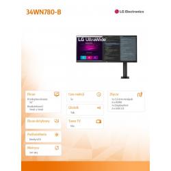 Monitor 34WN780-B 34 cali UltraWide Ergo QHD IPS HDR z FreeSync i głośnikami
