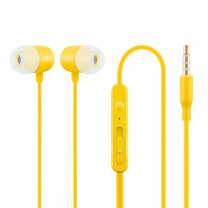 Słuchawki z mikrofonem douszne żółte HE21Y