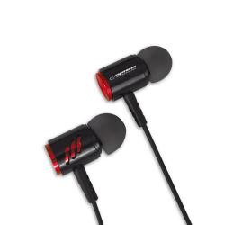 Słuchawki douszne metalowe z mikrofonem Czarno-czerwone