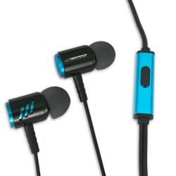 Słuchawki douszne metalowe z mikrofonem Czarno-niebieskie
