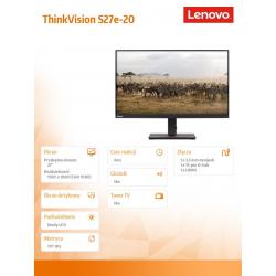 Monitor 27.0 ThinkVision S27e-20 LCD WLED 62AFKAT2EU