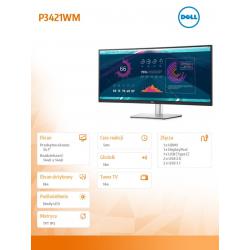 Monitor P3421W 34 cale IPS Curved WQHD (3440x1440)/21:9/HDMI/DP/USB-C/USB/3Y