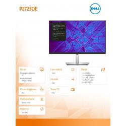 Monitor P2723QE 27 cali IPS LED 4K (3840x2160)/16:9/HDMI/DP/USB-C/4xUSB 3.2 /RJ45/3Y AES