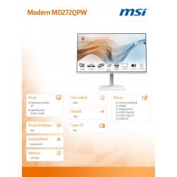 Monitor Modern MD272QPW 27 cali IPS/WQHD/4ms/75Hz/250nit