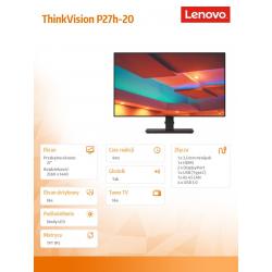 Monitor 27.0 ThinkVision P27h-20 WLED LCD 62DAGAT6EU
