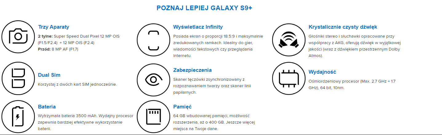Samsung Galaxy S9 Plus SM-G965 Dual Sim 128 GB Czarny fv23%